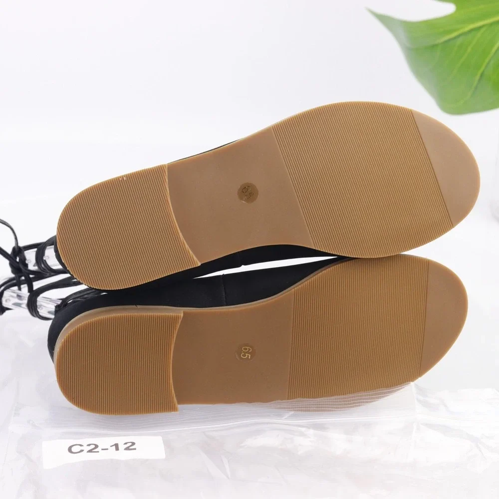 J JIll Womens Sandals Size 6.5  Black Leather Flat Ankle Wrap Tie Open Toe Shoes
